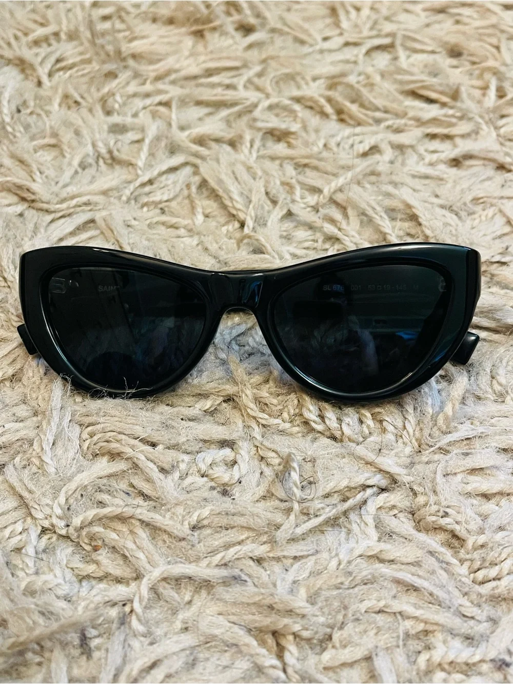 Saint Laurent Black Cat-Eye Sunglasses - Sleek SL676 Made in Italy Case